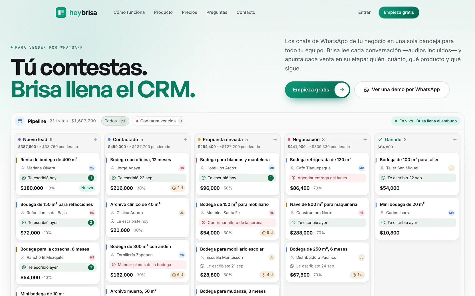 Brisa, un CRM de WhatsApp